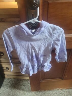 Girls' Lavender Hooded Ruffle Hem Top